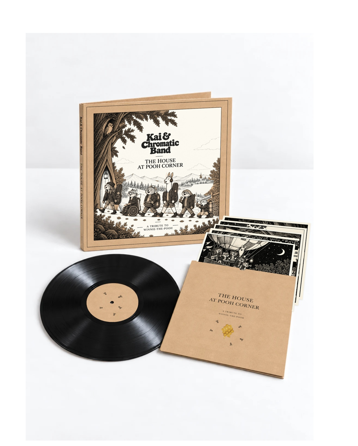 The House at Pooh Corner vinyl record, illustrated sleeve and five art prints in a kraft folder